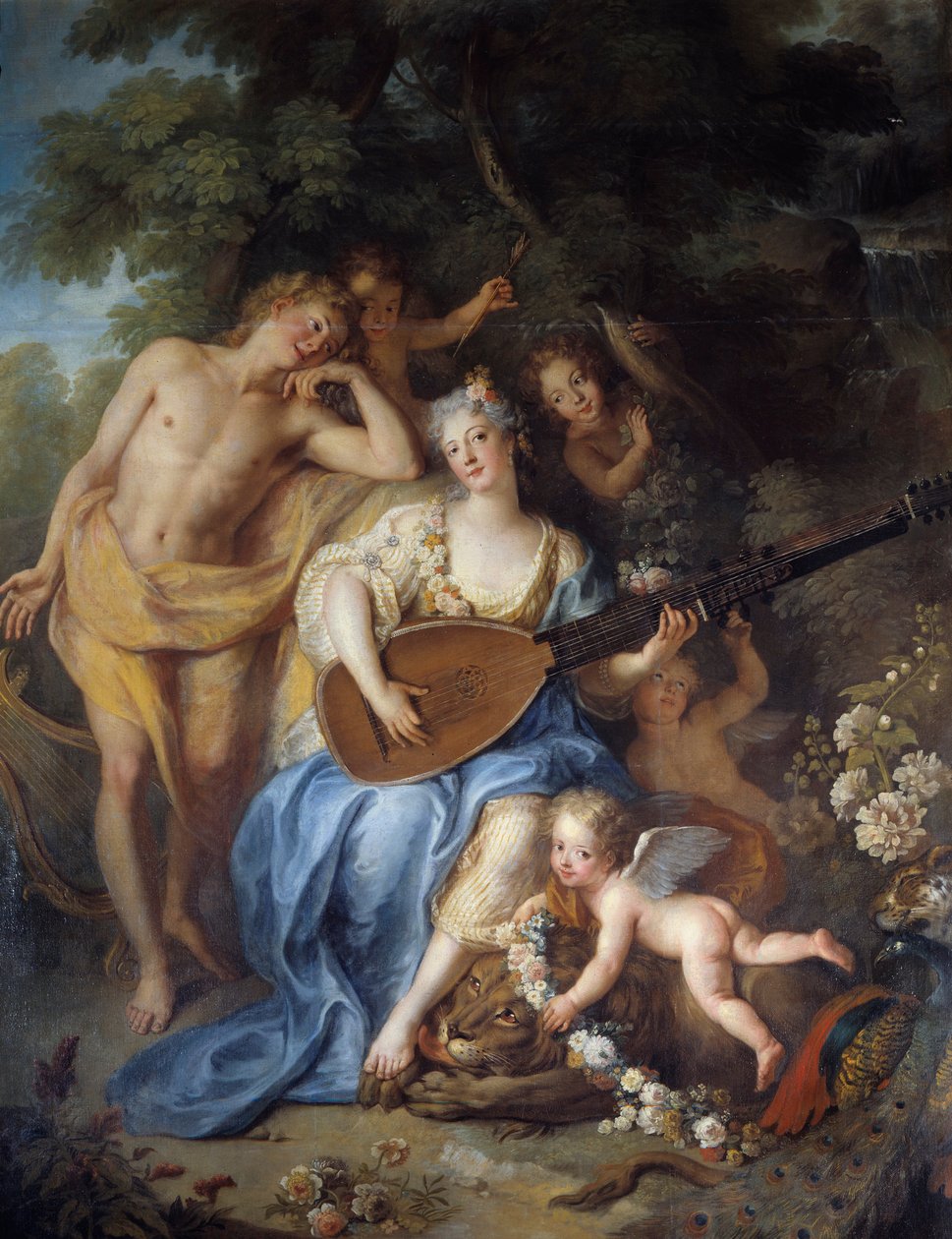 Portret van de Hertogin van Villars (detail) door Antoine Coypel