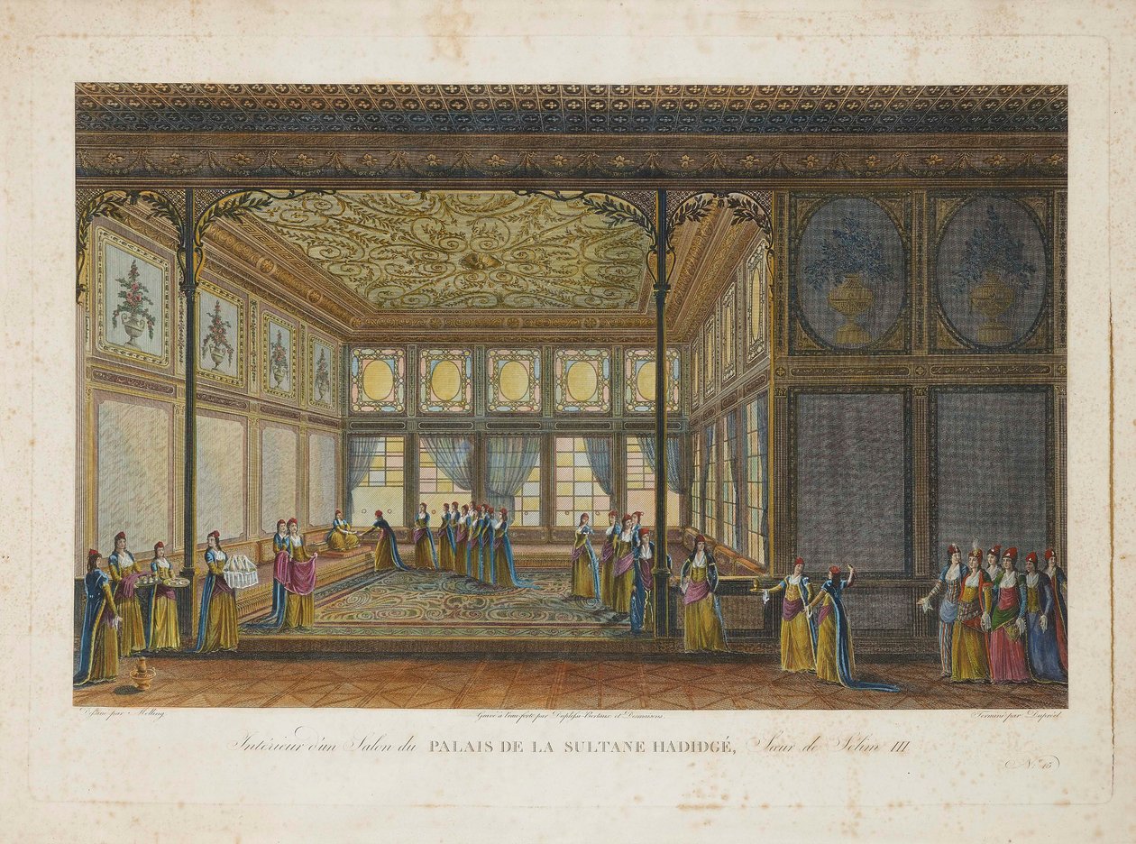 Interieur in het Paleis van prinses Hatice Sultan, halfzus van Sultan Selim III door Antoine Ignace Melling