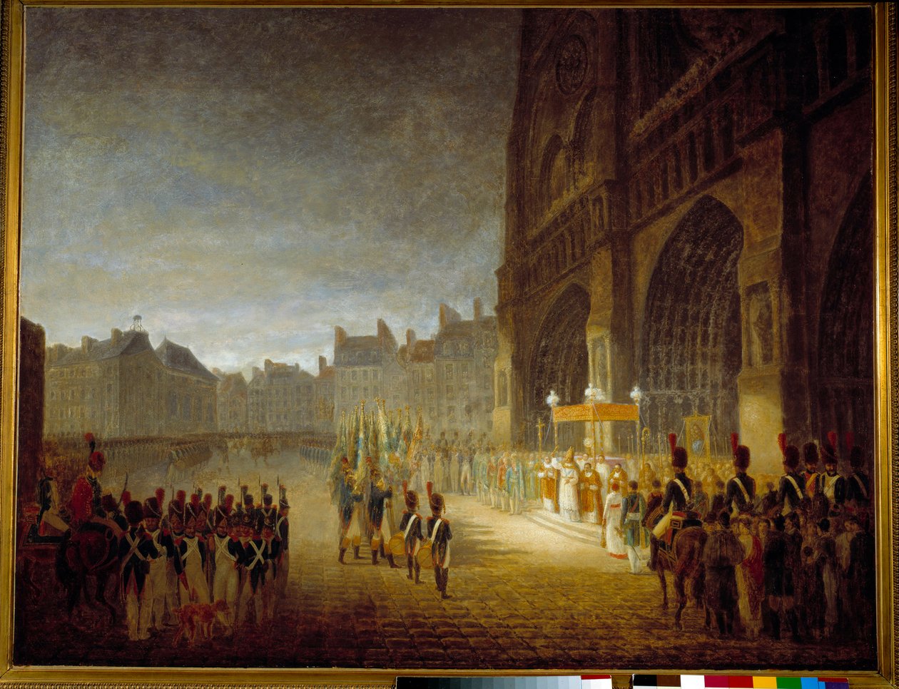 De zegening van de vlaggen op het plein van de Notre Dame de Paris in 1804 door Antoine Jean (attr. to) Gros