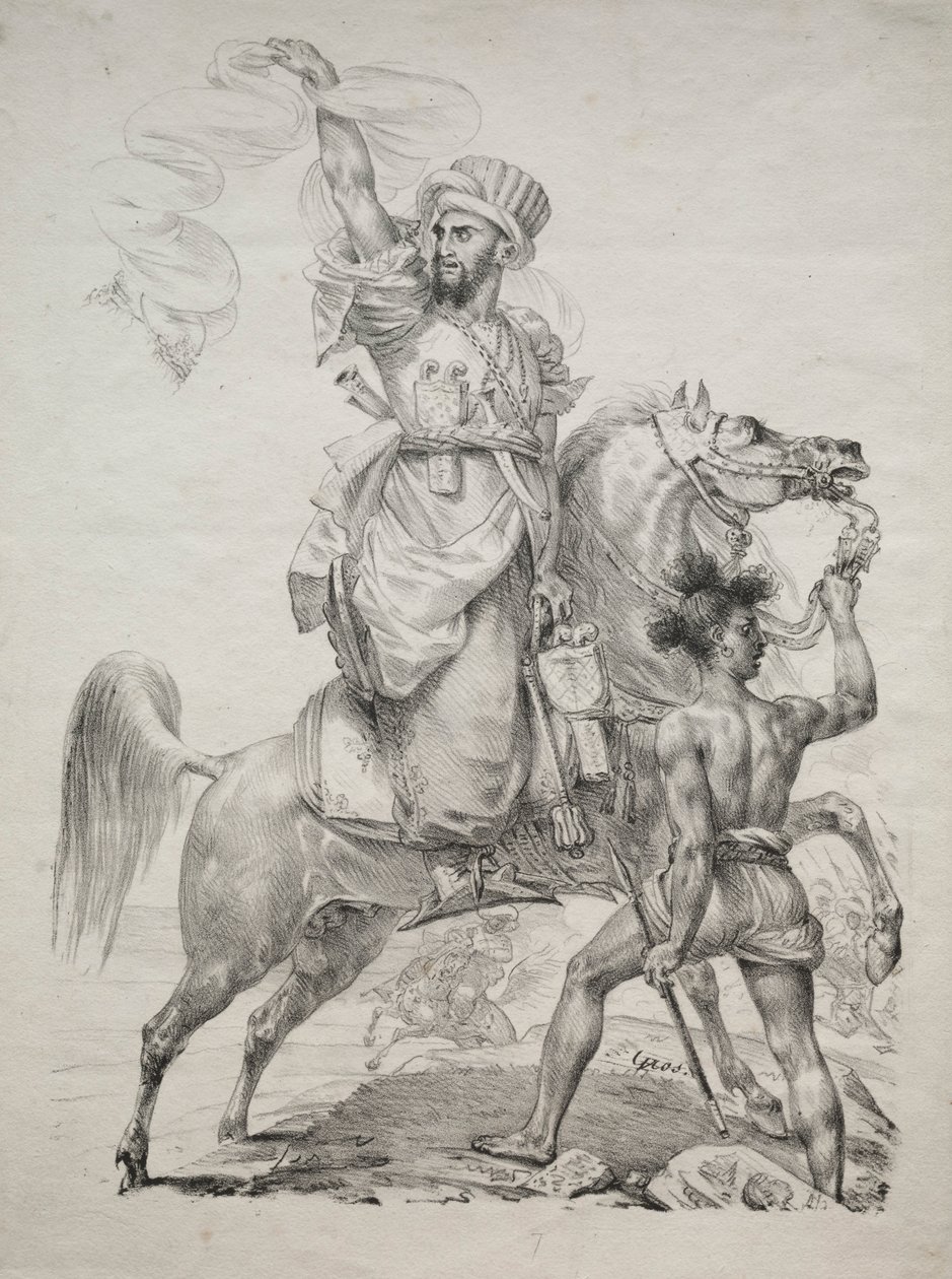 Een Mamelukse Leider te Paard Roept om Hulp, 1817 door Antoine Jean Gros
