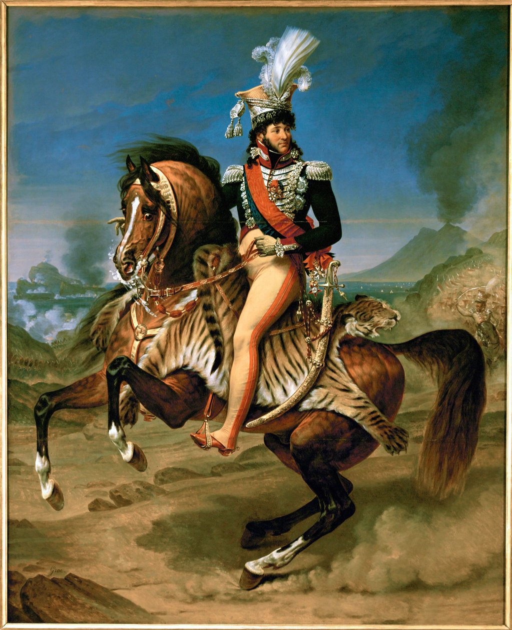 Joachim Murat, koning van Napels, Marechal de France, te paard ... door Antoine Jean Gros