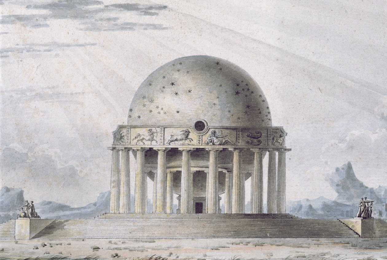 Ontwerp voor een huis voor een kosmopoliet, 1783 (detail) door Antoine Laurent Thomas Vaudoyer
