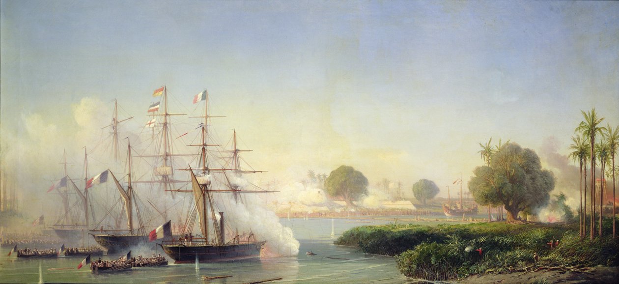 Bestorming van de Citadel van Saigon door Viceadmiraal Rigault de Genouilly, 17 februari door Antoine Leon Morel Fatio