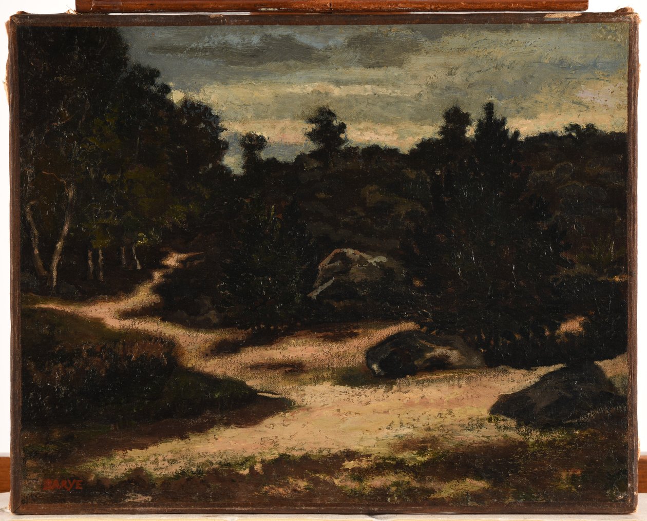 Frans: Chemin sableux en forêt de Fontainebleau door Antoine Louis Barye