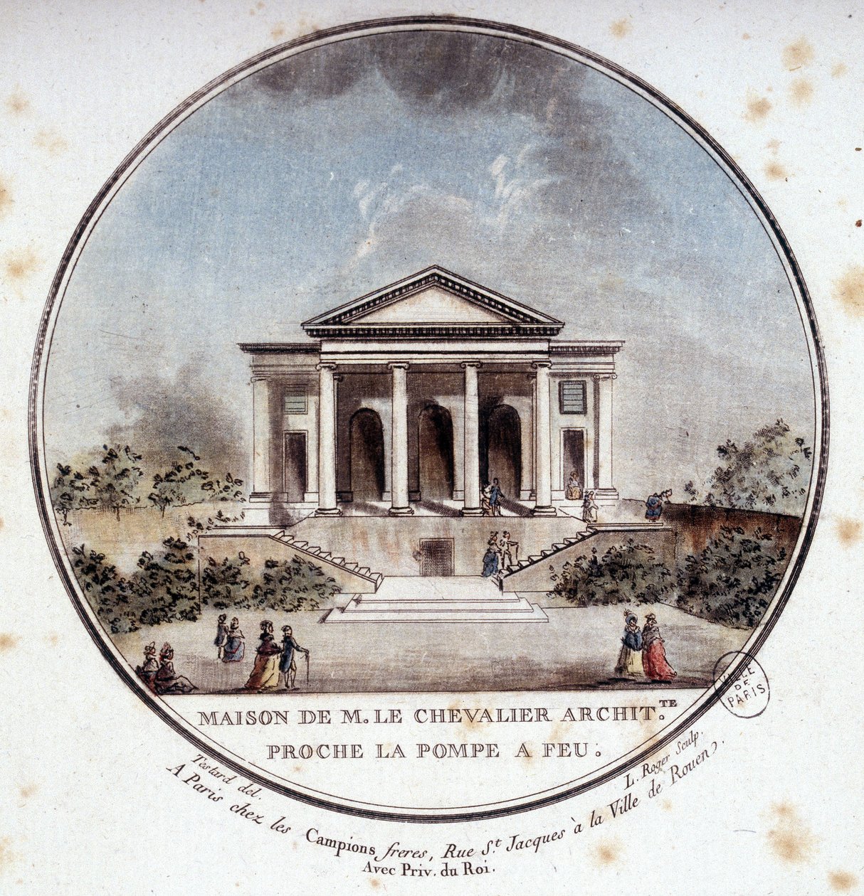 Maison de Monsieur le Chevalier, architect, Parijs. In pittoreske uitzichten van de belangrijkste gebouwen van Parijs door Sergeant door Antoine Louis Francois Sergent Marceau