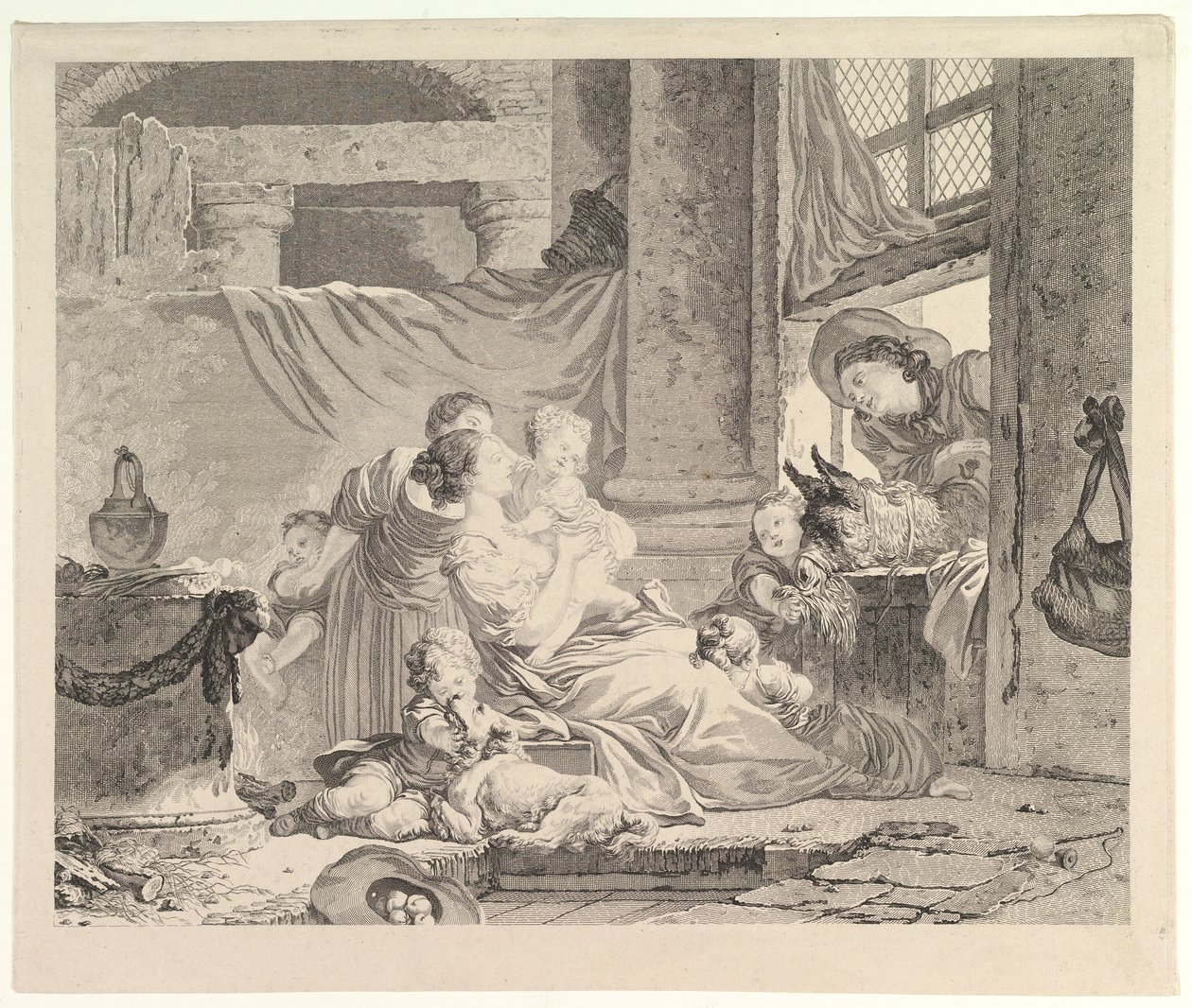 De familie van de boer door Antoine Louis Romanet