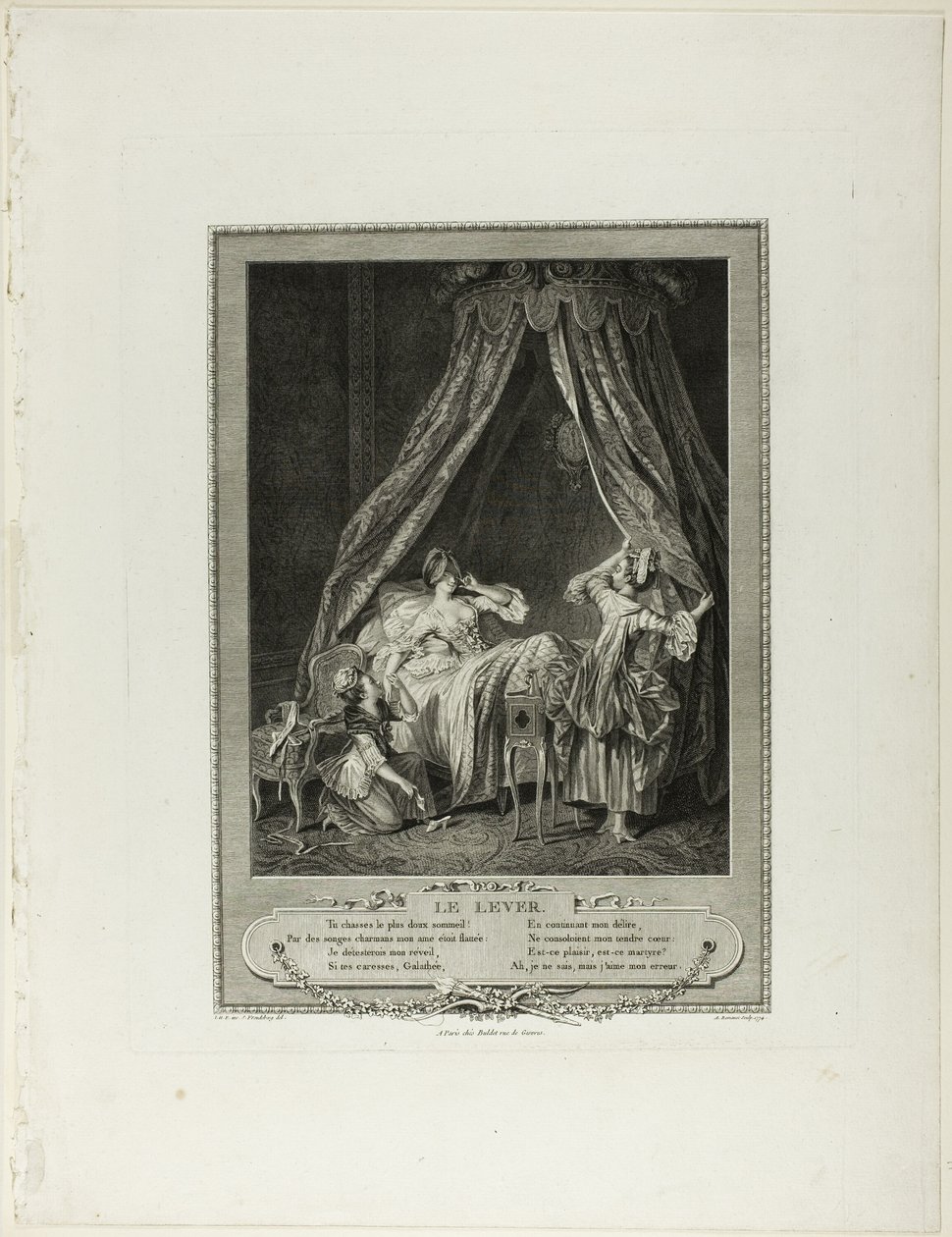 Opkomst, uit Monument du Costume Physique et Moral de la fin du Dix-huitième siècle door Antoine Louis Romanet