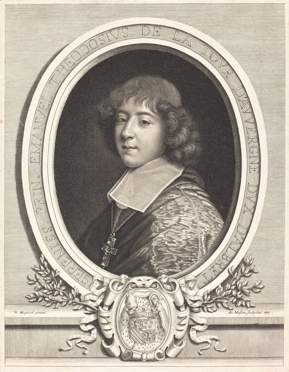 Kardinaal de Bouillon door Antoine Masson after Nicolas Mignard