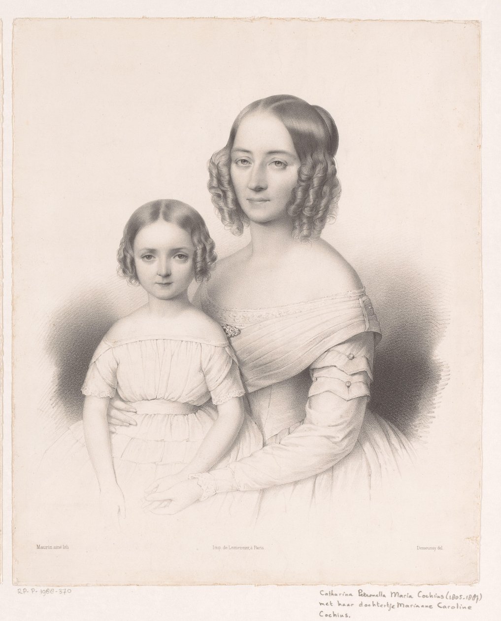 Portret van Catharina Petronella Maria Cochius met haar dochter door Antoine Maurin