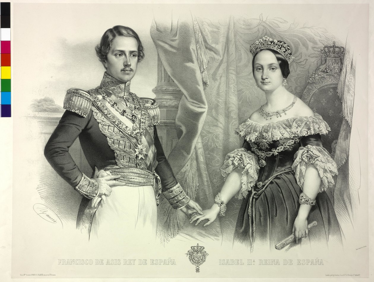Koningin van Spanje en haar echtgenoot Franz Isabella II door Antoine Maurin