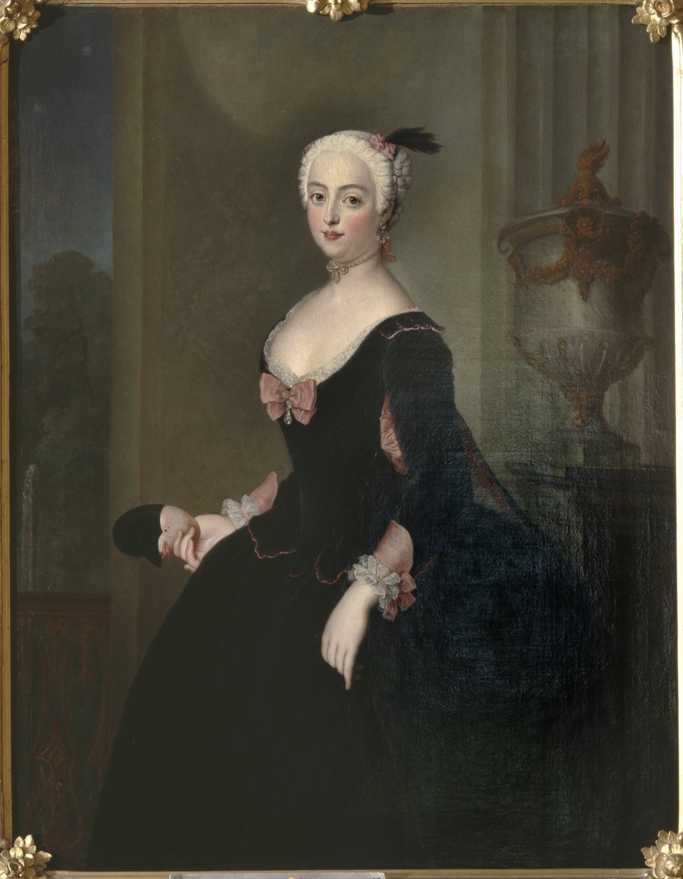 Anna Elisabeth von der Schulenburg, 1720-1741, geboren von Arnim-Boytzenburg, gravin, Pruisische hofdame door Antoine Pesne