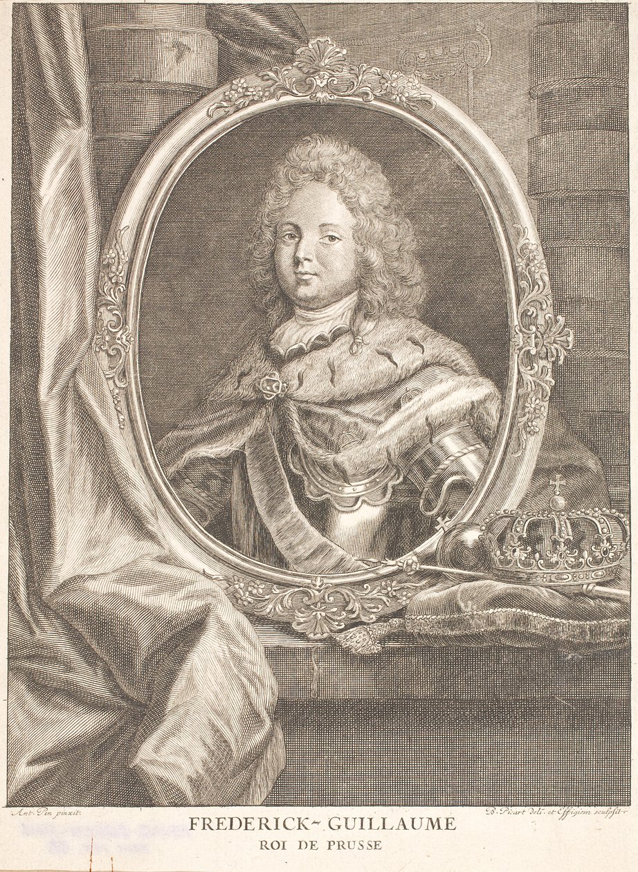 Friedrich Wilhelm I, koning van Pruisen en als Friedrich Wilhelm II keurvorst en markgraaf van Brandenburg door Antoine Pesne