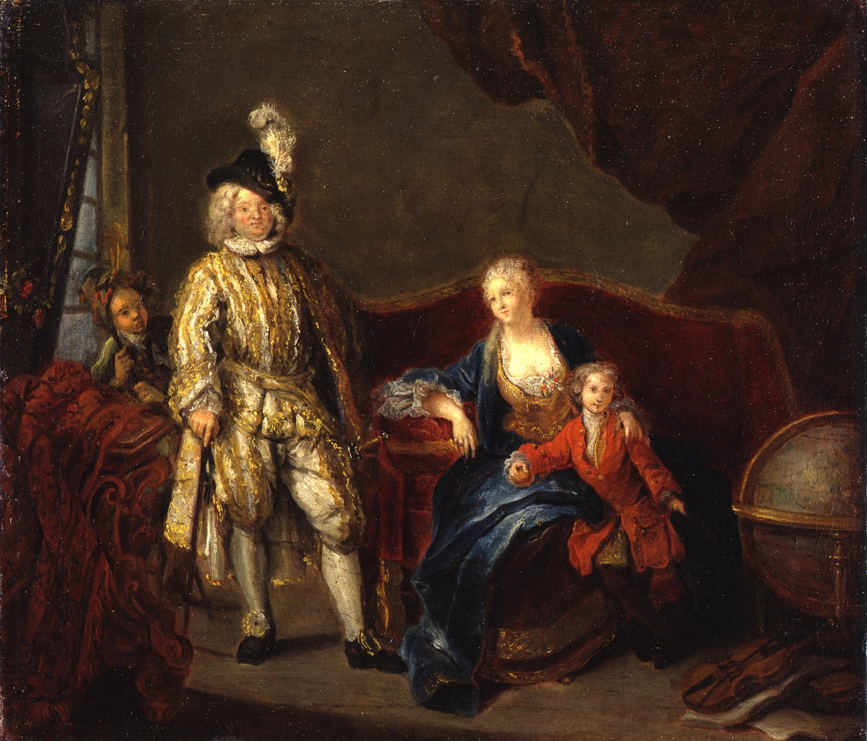 De kapitein van de Zwitserse Garde von Erlach met zijn familie door Antoine Pesne