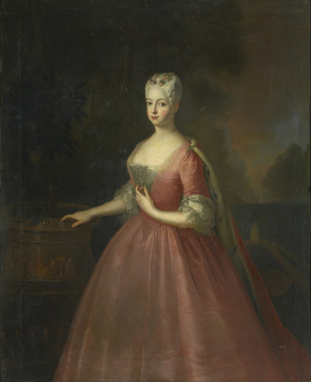Portret van prinses Friederike Luise van Pruisen 1714-1784, markgravin van Brandenburg-Ansbach door Antoine Pesne School