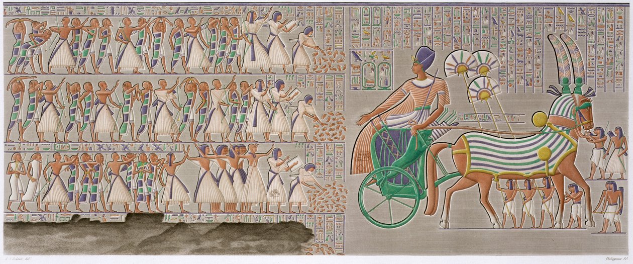 Oud-Egyptische gekleurde bas-reliëfs, 1822 door Antoine Phelippeaux