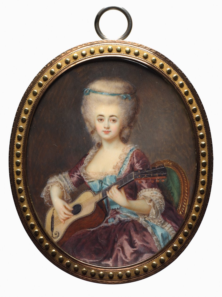 Portret van een Vrouw met een Gitaar, genaamd Louise d