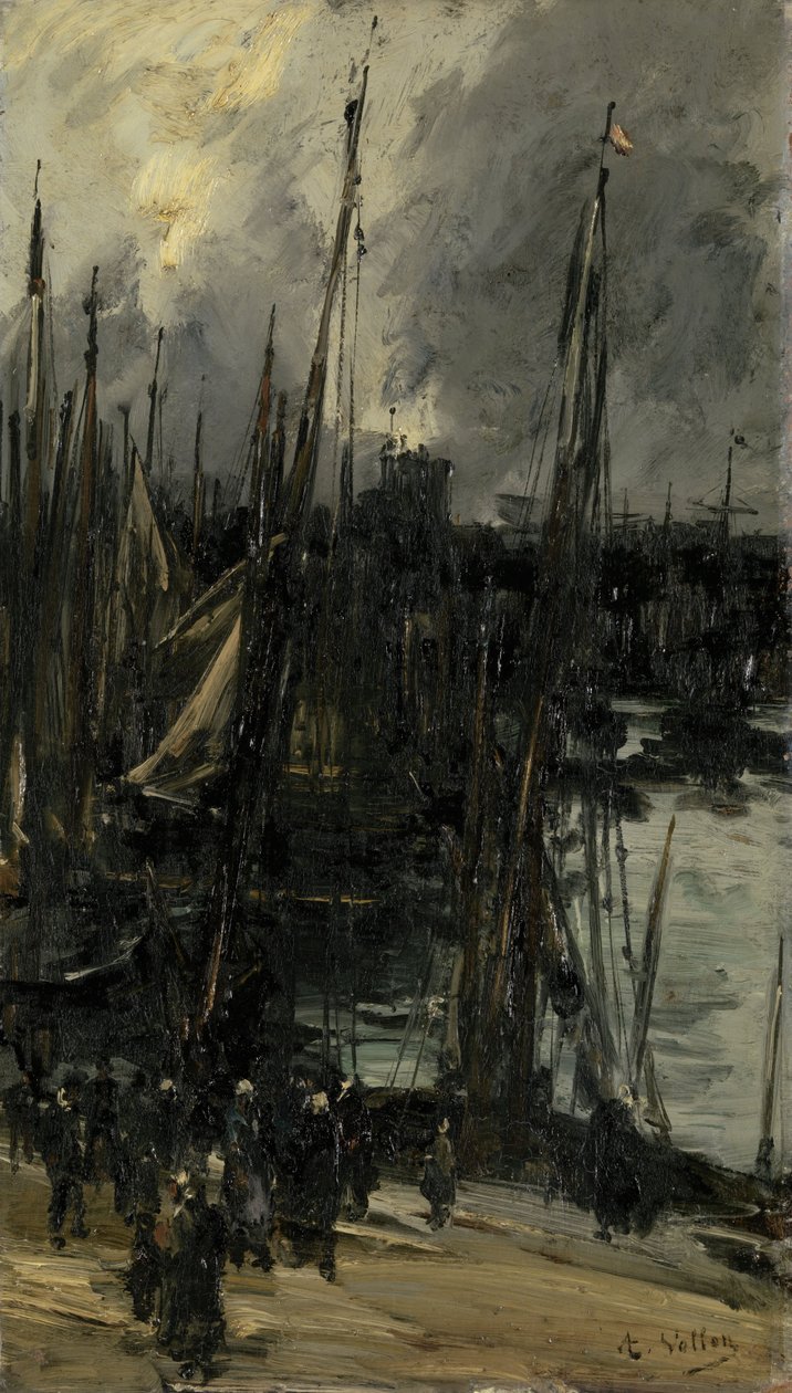 Uitzicht op de haven in Duinkerken door Antoine Vollon