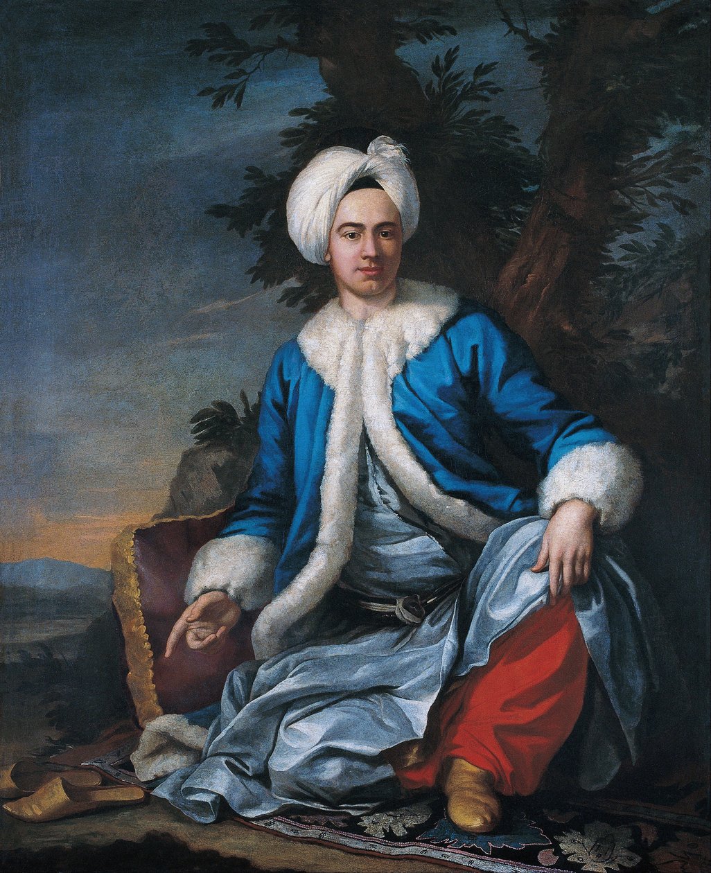 Een Europeaan in Turkse kleding door Antoine de Favray
