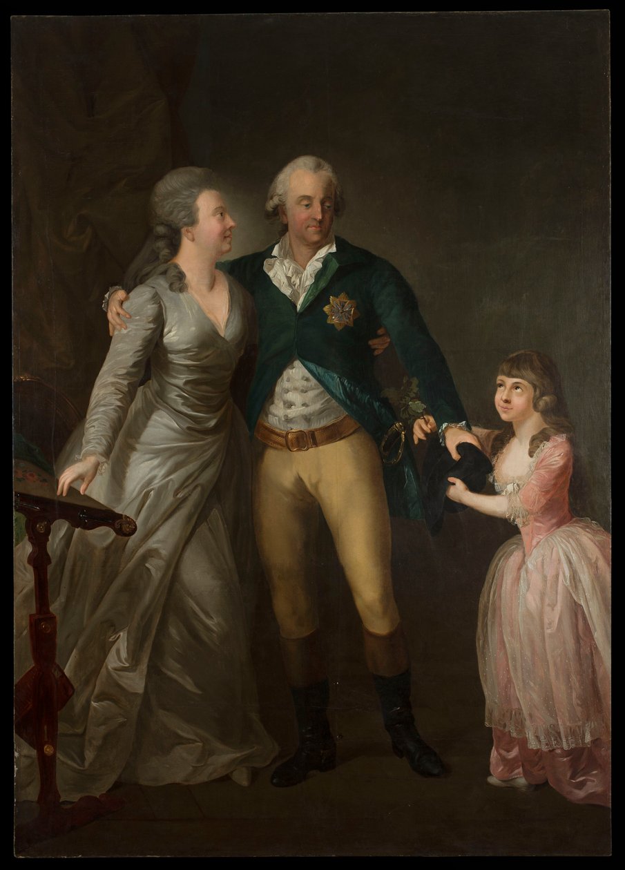 Portret van prins Karel August van Saksen met zijn vrouw Sophie en dochter door Anton Graff