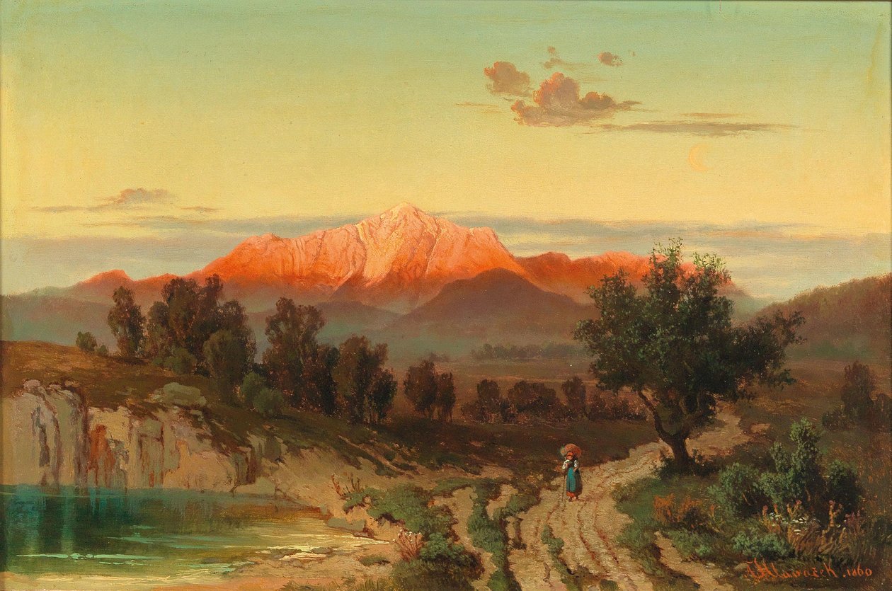 Zonsondergang boven de Hoher Göll door Anton Hlavacek