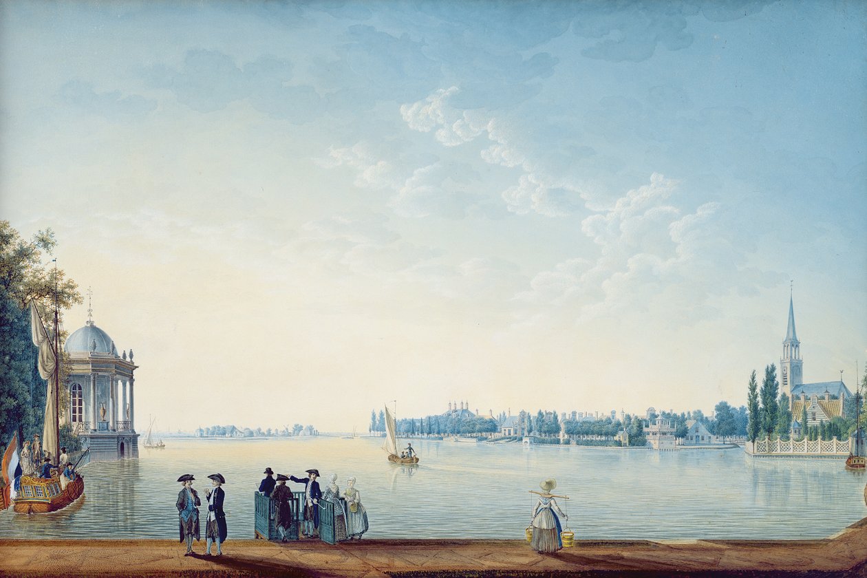 Havenrak naar Broek in Waterland, of De Stad Zwolle aan de oevers van de IJssel in Nederland, 1814 door Anton Ignaz Melling