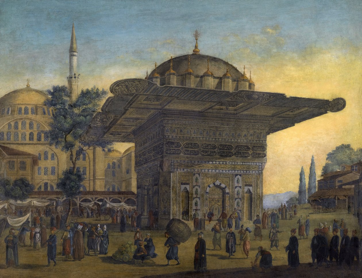 Uitzicht op de Tophane fontein, Istanbul, Turkije door Anton Ignaz Melling