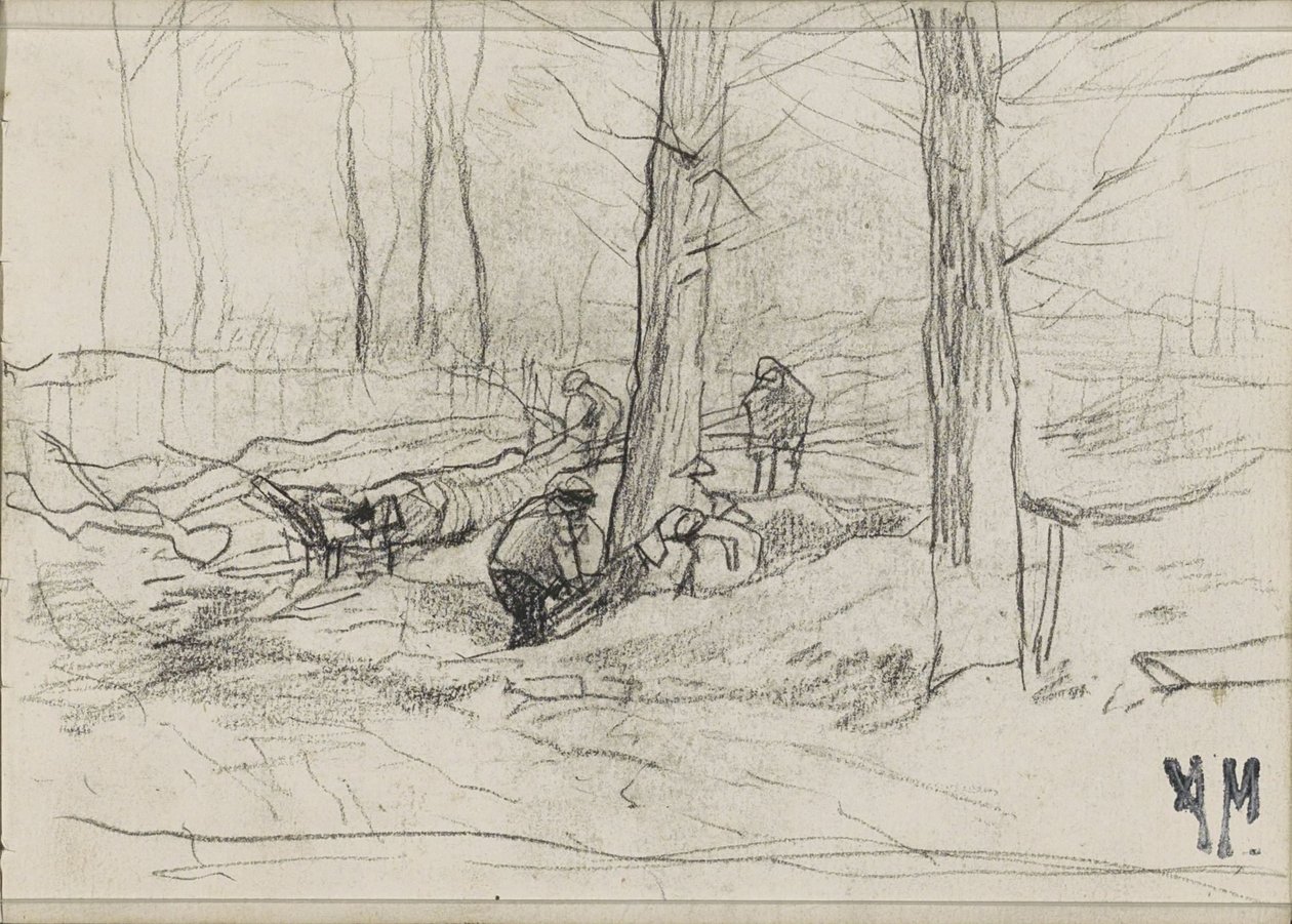 Houthakkers in een bos door Anton Mauve