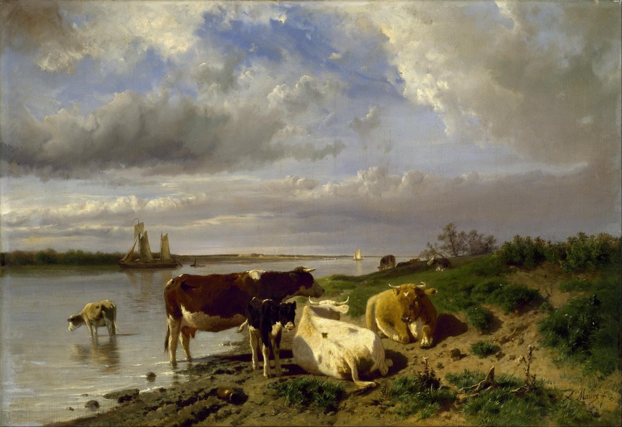 Landschap met vee door Anton Mauve