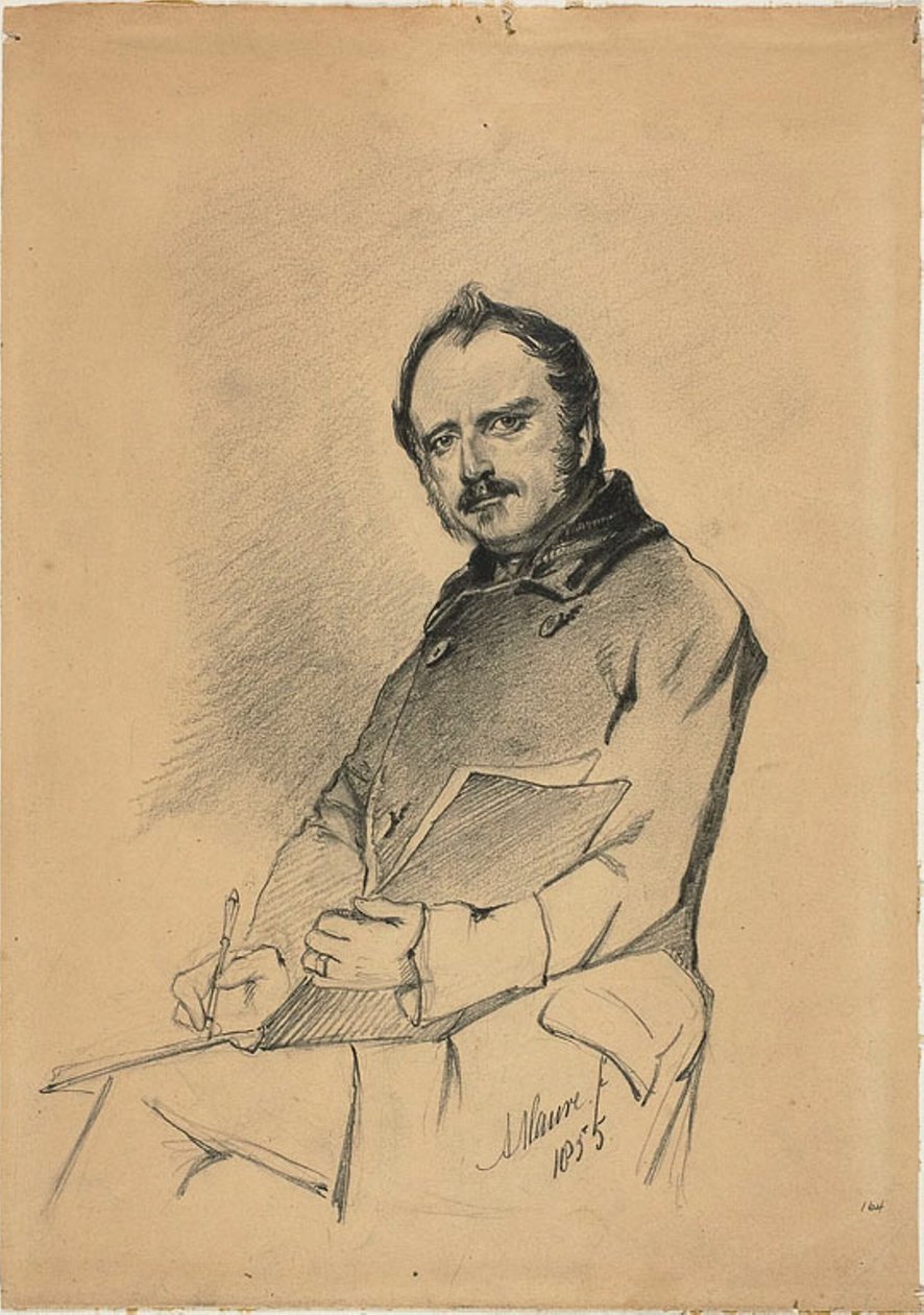 Portret van een man die schrijft door Anton Mauve