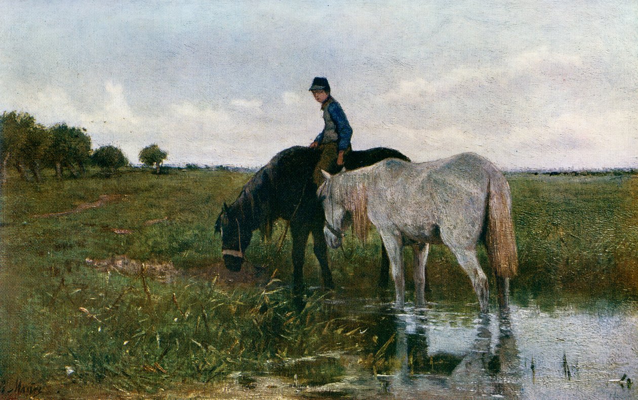 Paarden water geven, 1871, 1912 door Anton Mauve