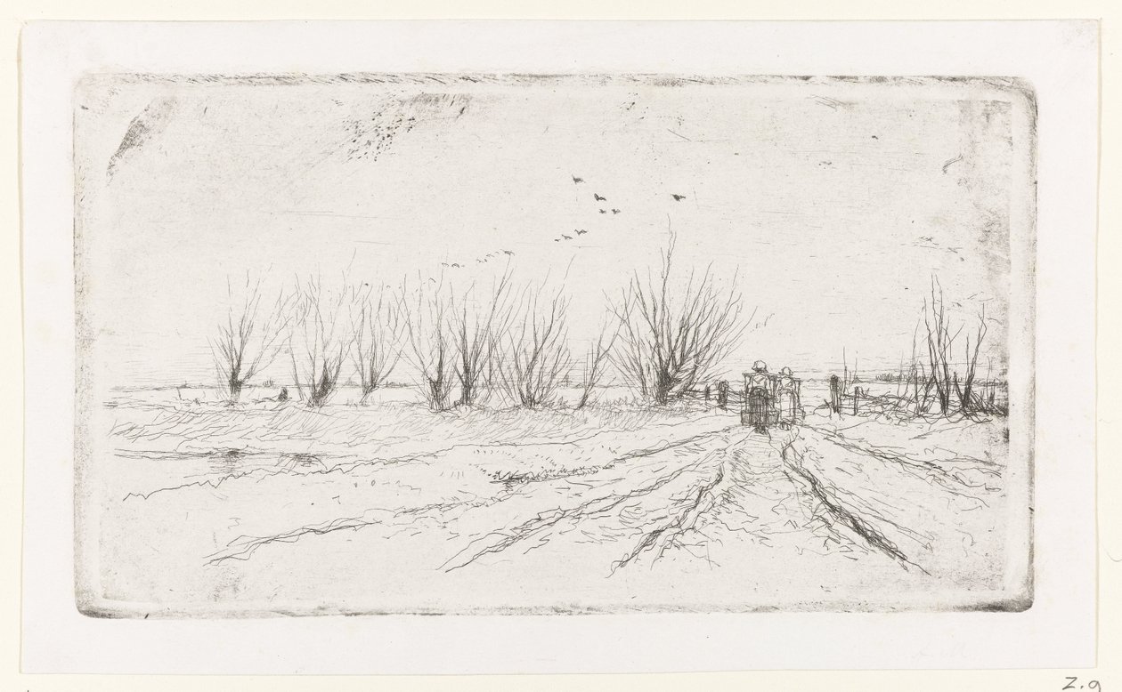 Winterlandschap met melkmeisjes door Anton Mauve