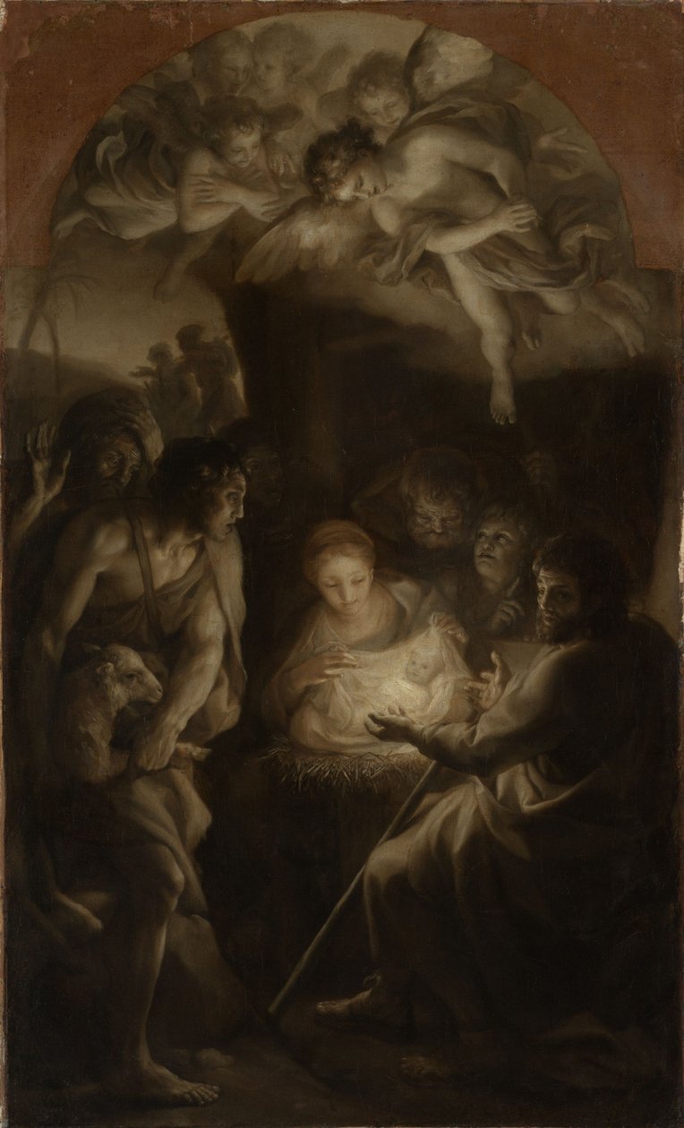 De aanbidding van de herders door Anton Raphael Mengs