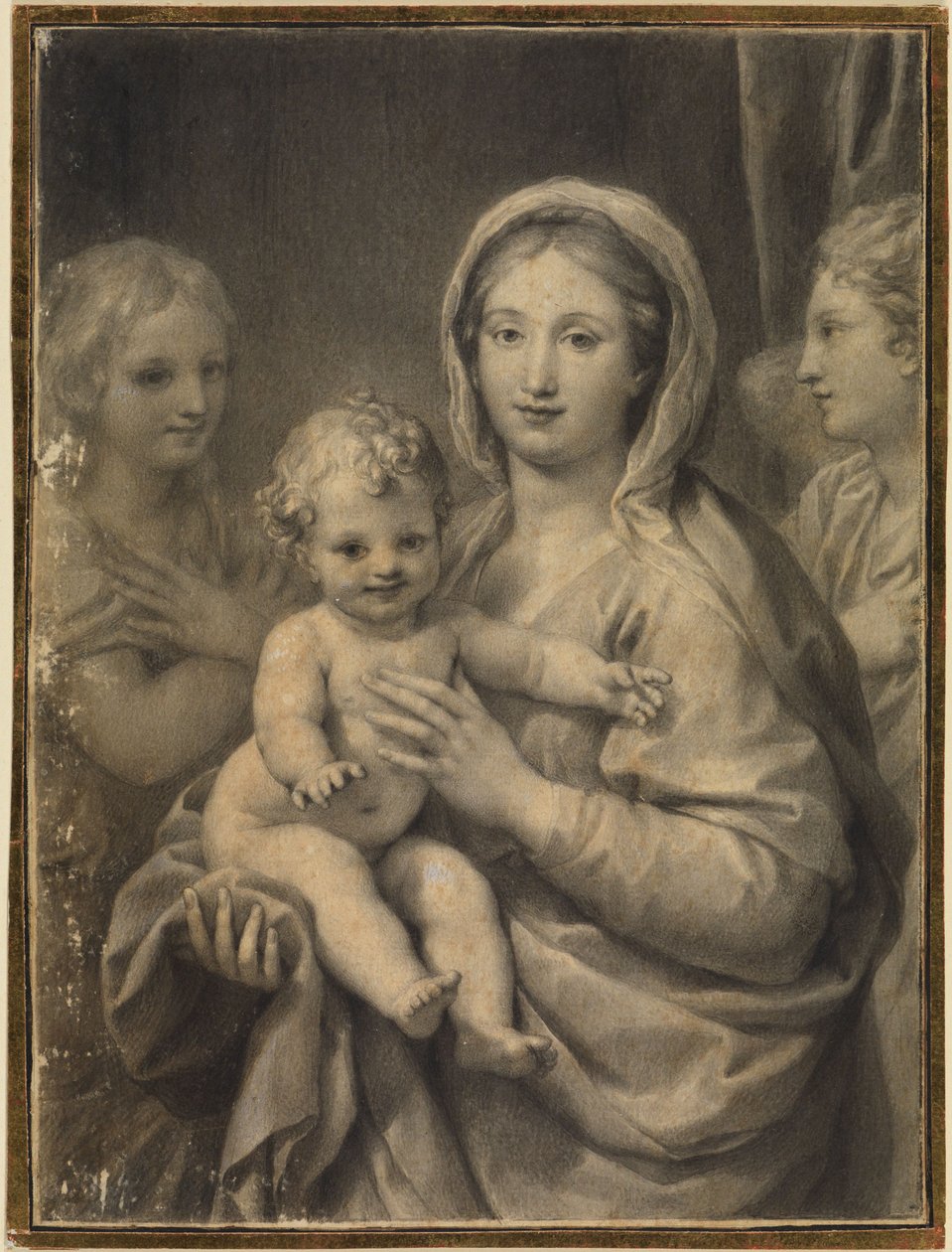 Madonna met Kind en twee engelen door Anton Raphael Mengs