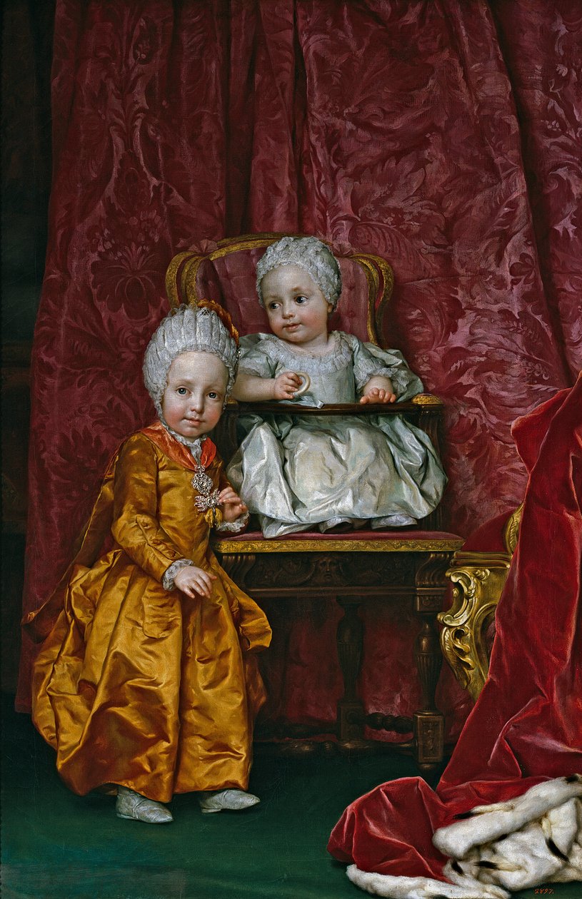 Spaans:  Los archiduques Fernando y María Ana de Austria Aartshertog Ferdinand en Aartshertogin Maria Anna van Oostenrijk door Anton Raphael Mengs
