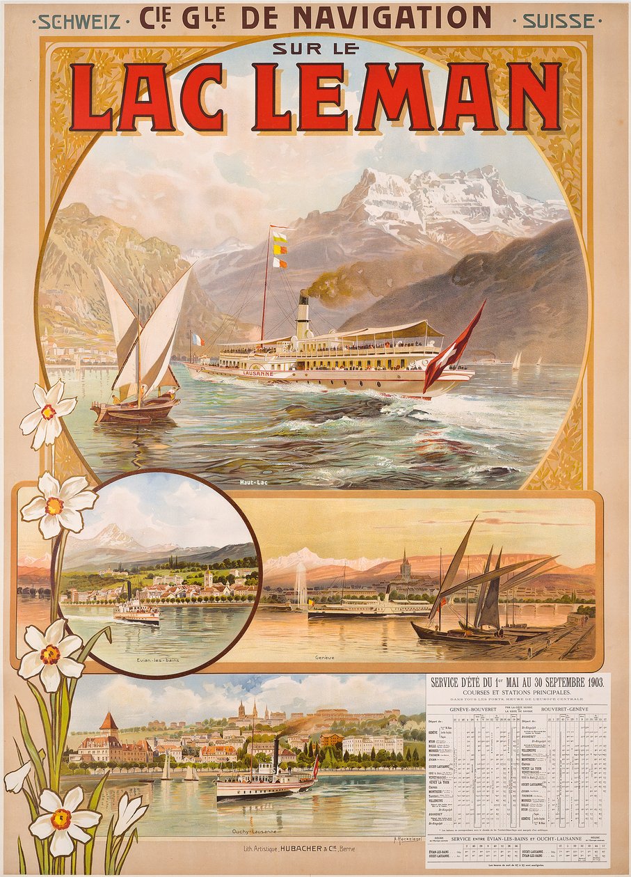 Poster voor Lac Leman (Meer van Genève), Zwitserland door Anton Reckziegel