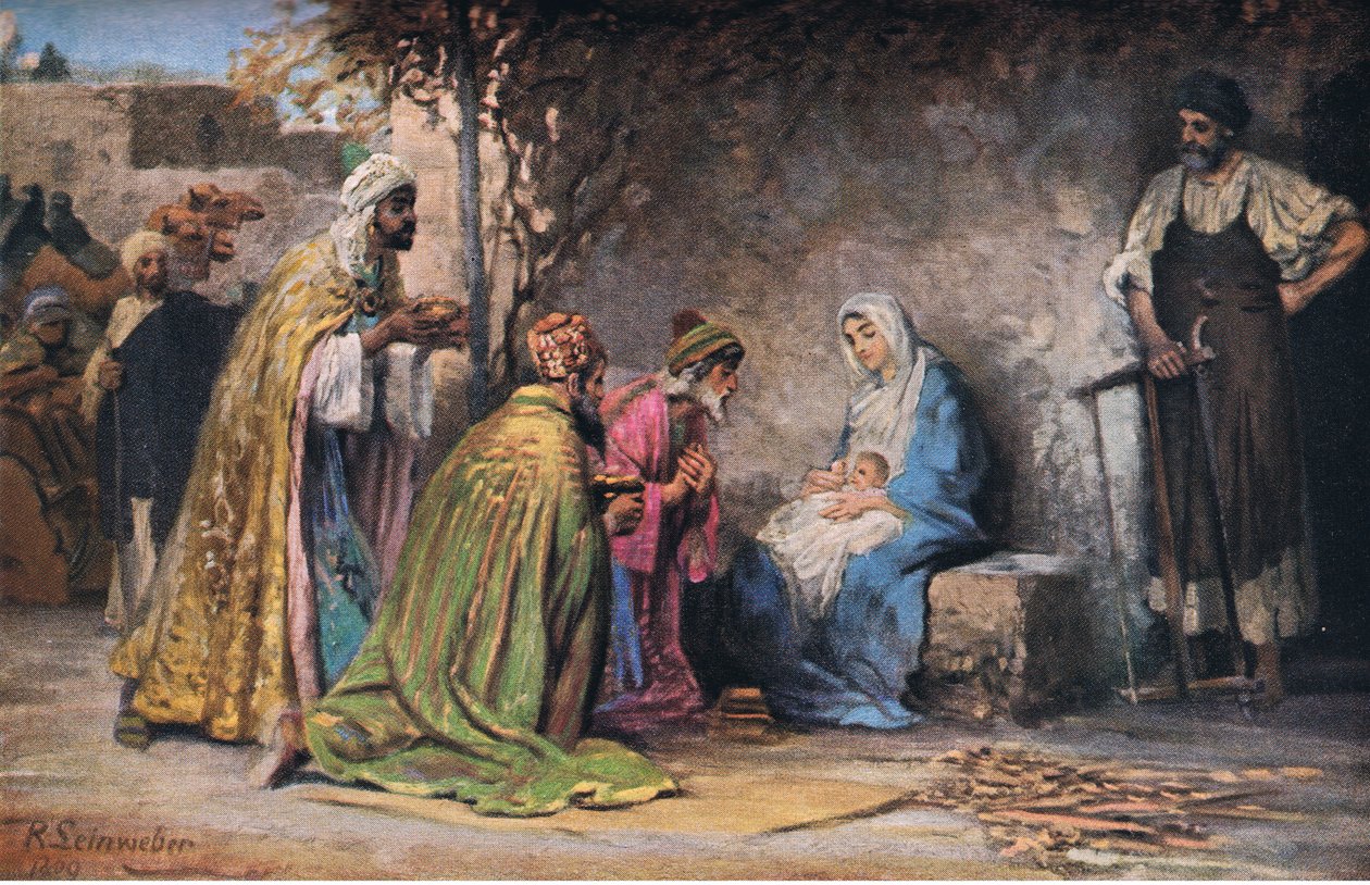De aanbidding, uit Hulberts Verhaal van de Bijbel uitgegeven door The John Winston Company, 1932 door Anton Robert Leinweber