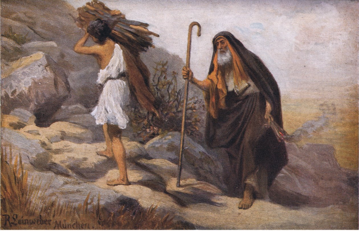 Het offer van Isaac, uit Hulberts Verhaal van de Bijbel uitgegeven door The John Winston Company, 1932 door Anton Robert Leinweber