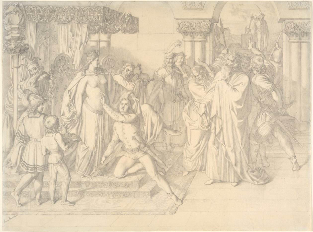 Zangerswedstrijd op de Wartburg door Anton Romako