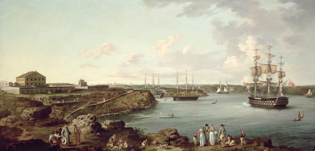 Schepen van de Royal Navy in Port Mahon, Minorca door Anton Schantz