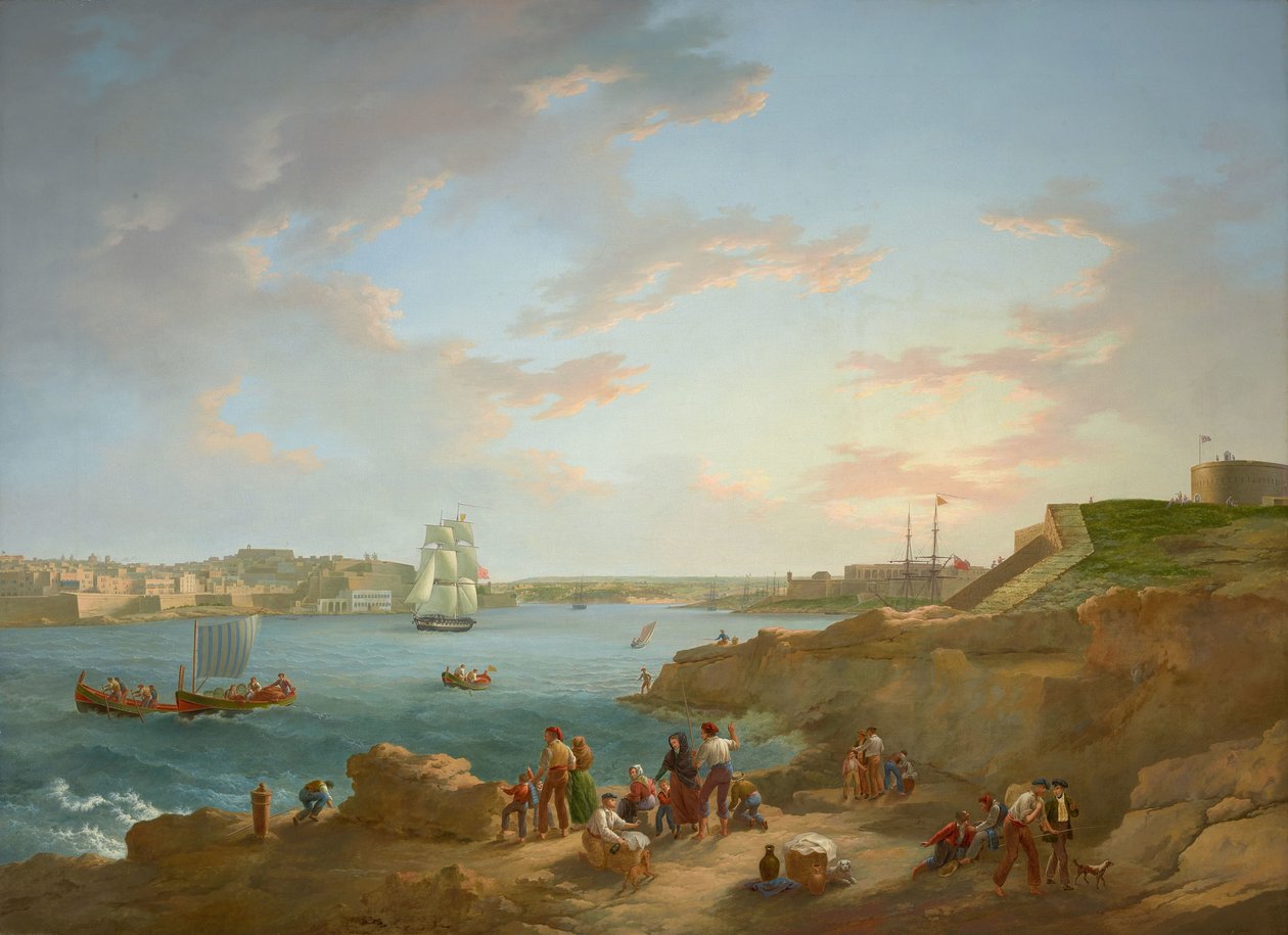 Toegeschreven aan Anton Schranz (1769-1839) - Haven van Malta - RCIN 406555 - Koninklijke Verzameling (gerestaureerd) door Anton Schranz