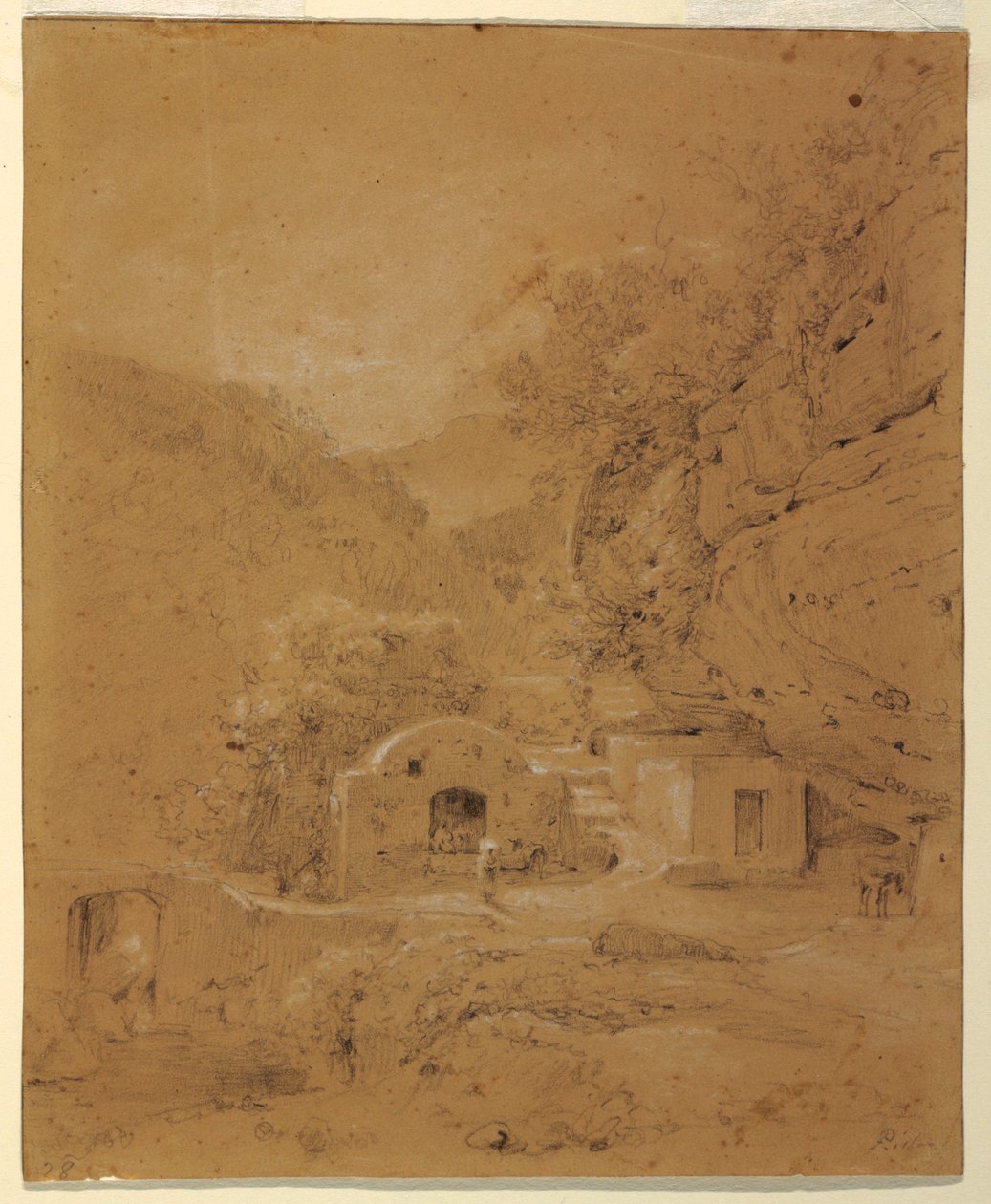 Tekening, Landschapsgezicht tussen Napels en Salerno, 1820-30 door Anton Sminck Pitloo