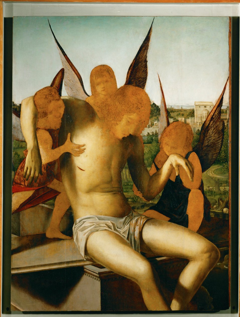 Pieta met drie engelen, ca. 1475 (olieverf op hout) door Antonello da Messina