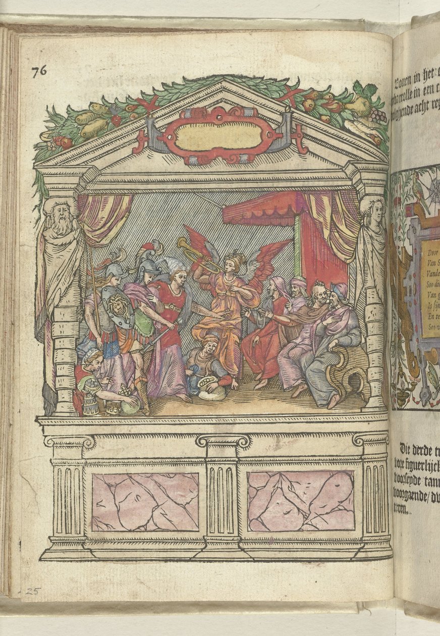 Toneel met allegorische voorstelling bij de Grote Markt, 1578 door Antoni van Leest