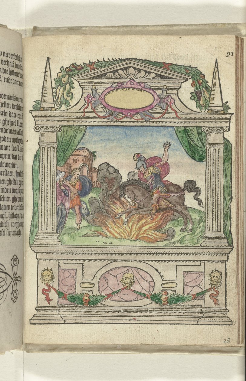 Toneel met de heldendaad van Marcus Curtius, 1578 door Antoni van Leest