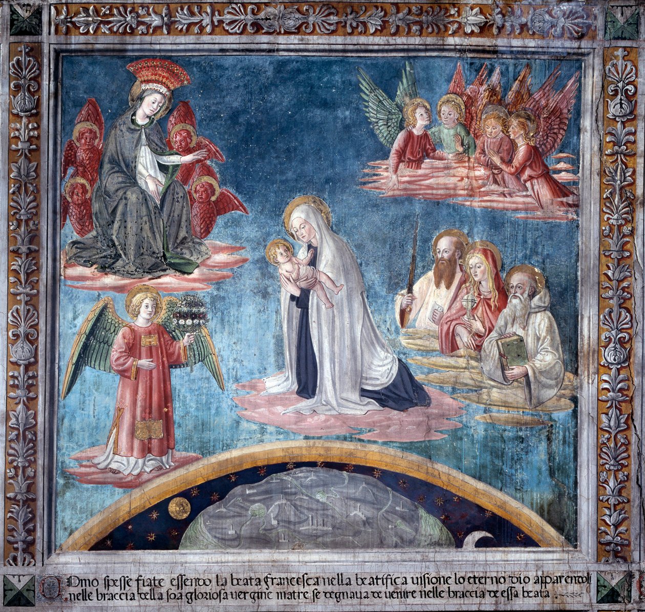Leven van Sint Francesca Romana: Meerdere keren in extase ontving Francesca het Heilige Kind van de Maagd door Antoniazzo Romano