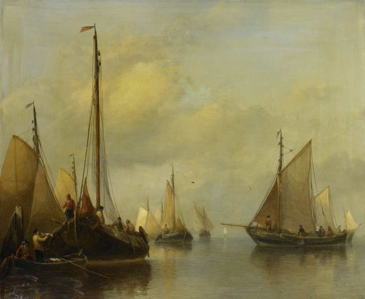 Vissersboten op kalm water door Antonie Waldorp