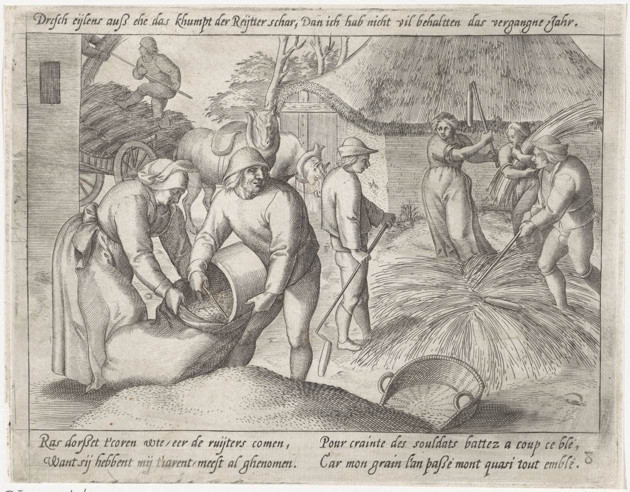 Dorsen van het graan door Antonie Wierix (II) (possibly)
