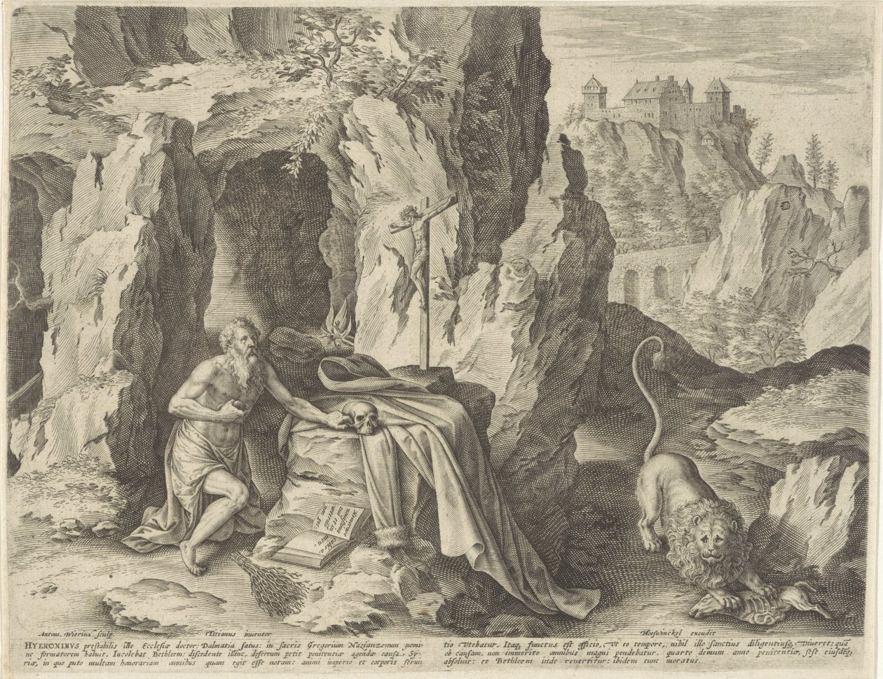H. Hieronymus als boeteling in de woestijn door Antonie Wierix (II)