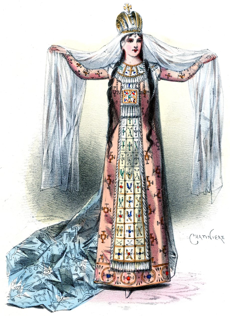 Massenet - Esclarmonde - Sibyl Sanderson, rol van Esclarmonde, proloog 1e tafereel - Antonin-Marie Chatinière, 1889 door Antonin Marie Chatiniere