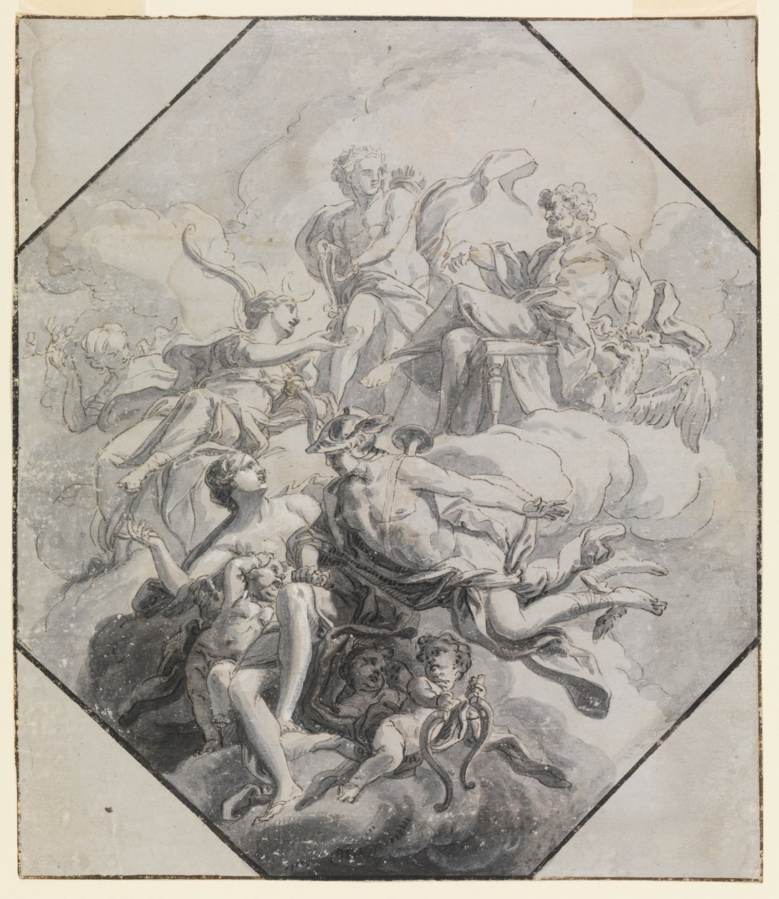 Ontwerp voor een Plafondschildering met het Thema Olympus door Antonio Manno